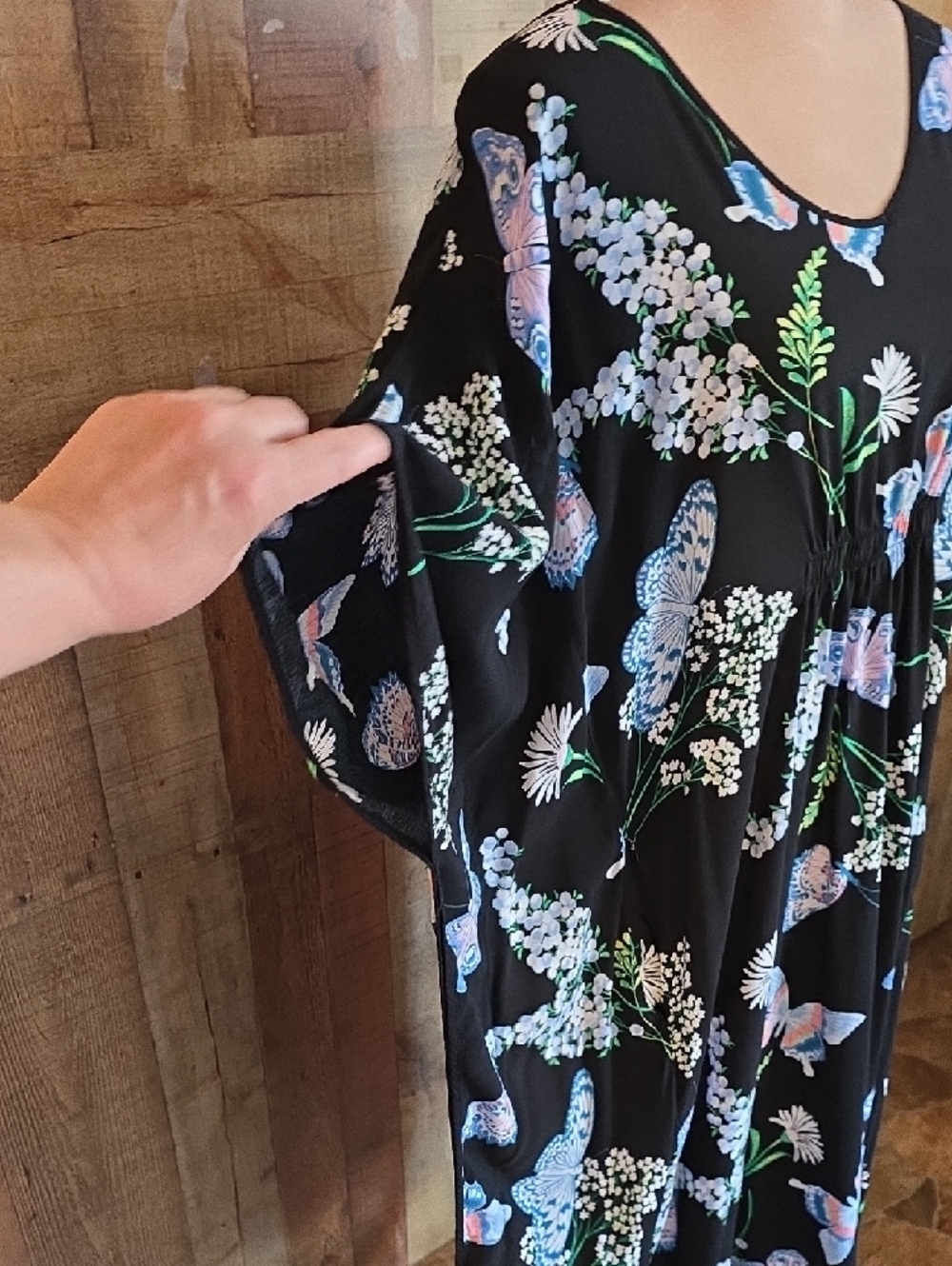 Black Floral Maxi Dress with Blue Accents - Picture 4 of 9